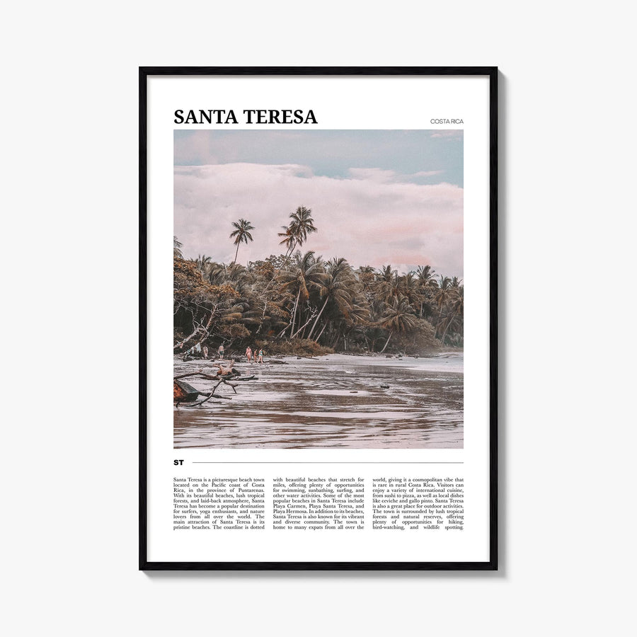 Santa Teresa colorful travel poster of Costa Rica – vertical wall art, unframed print shown in interior mockup