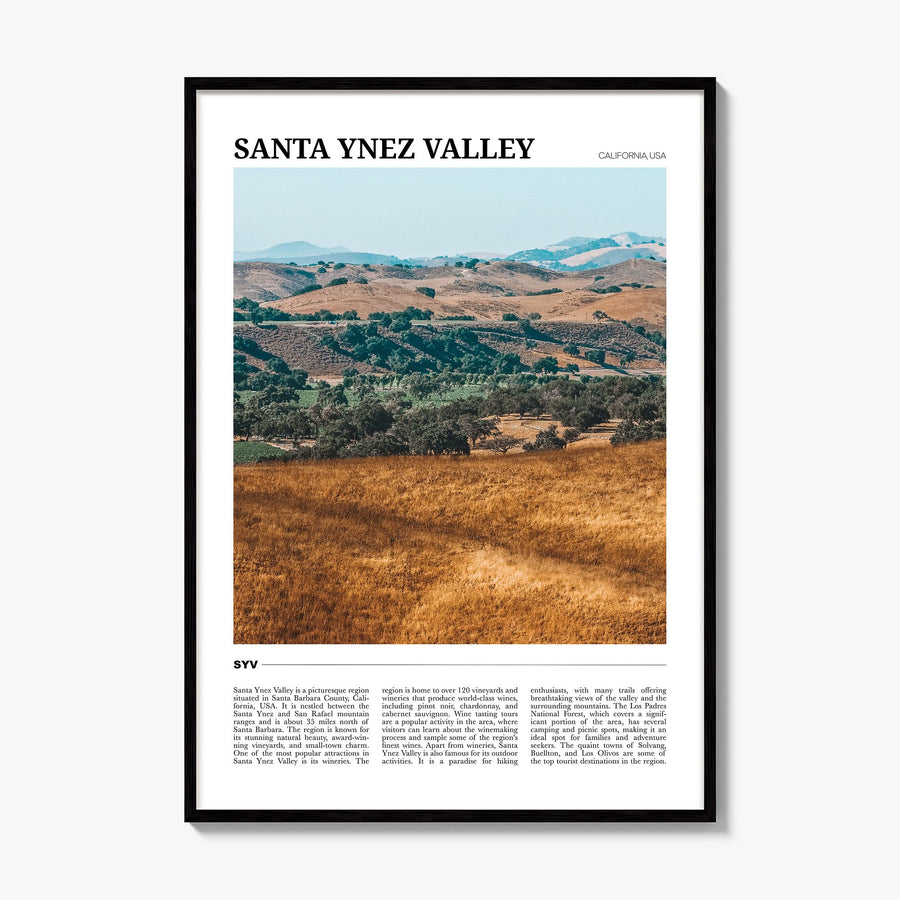 Santa Ynez Valley Travel Poster, framed poster mockup