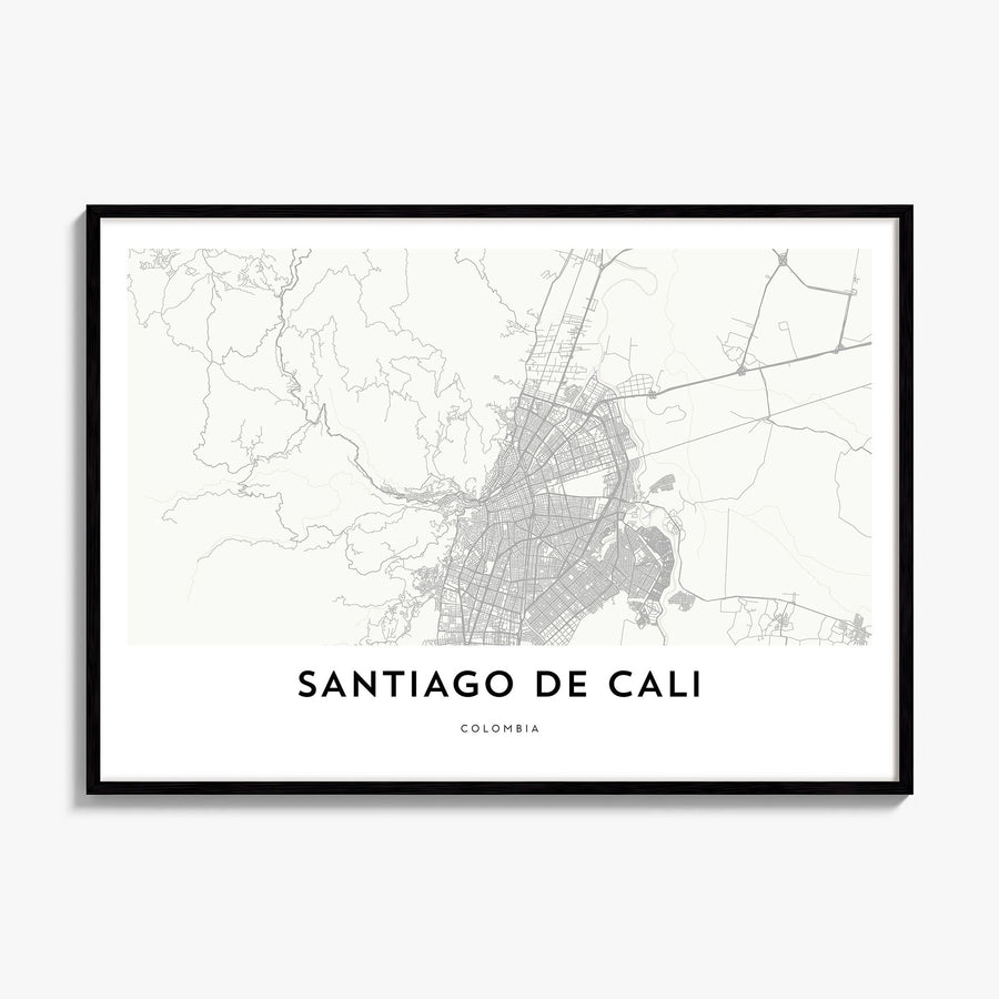 Santiago de Cali Map Poster, framed poster mockup