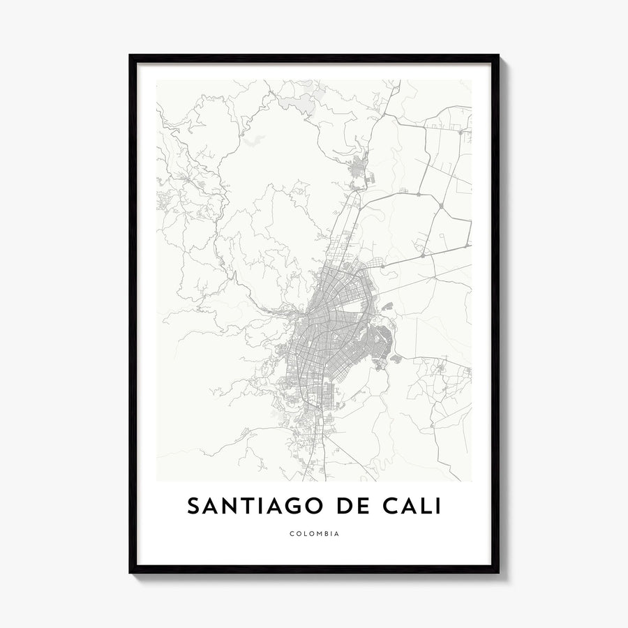 Santiago de Cali Map Poster, framed poster mockup