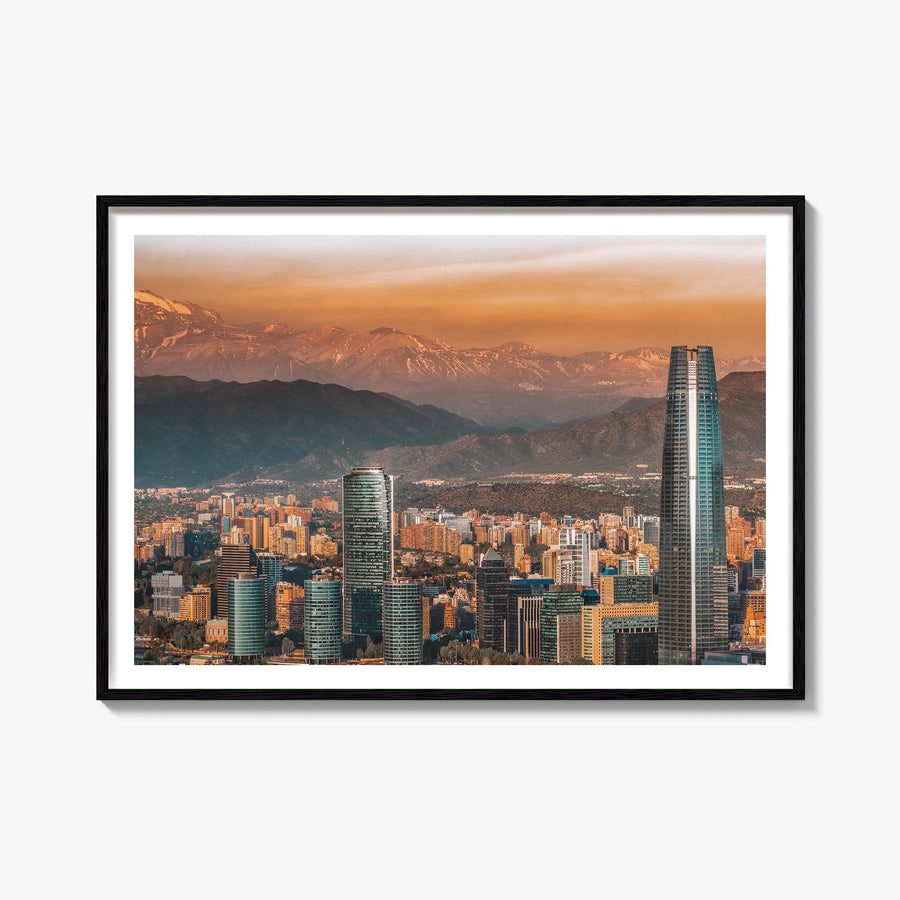 Santiago de Chile colorful photo poster of Chile – horizontal wall art, unframed print shown in interior mockup