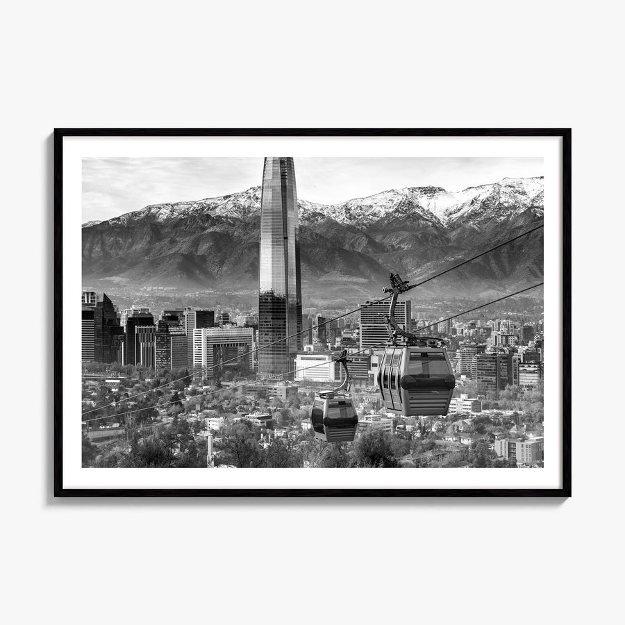 Santiago de Chile Photo Poster, framed poster mockup, white border