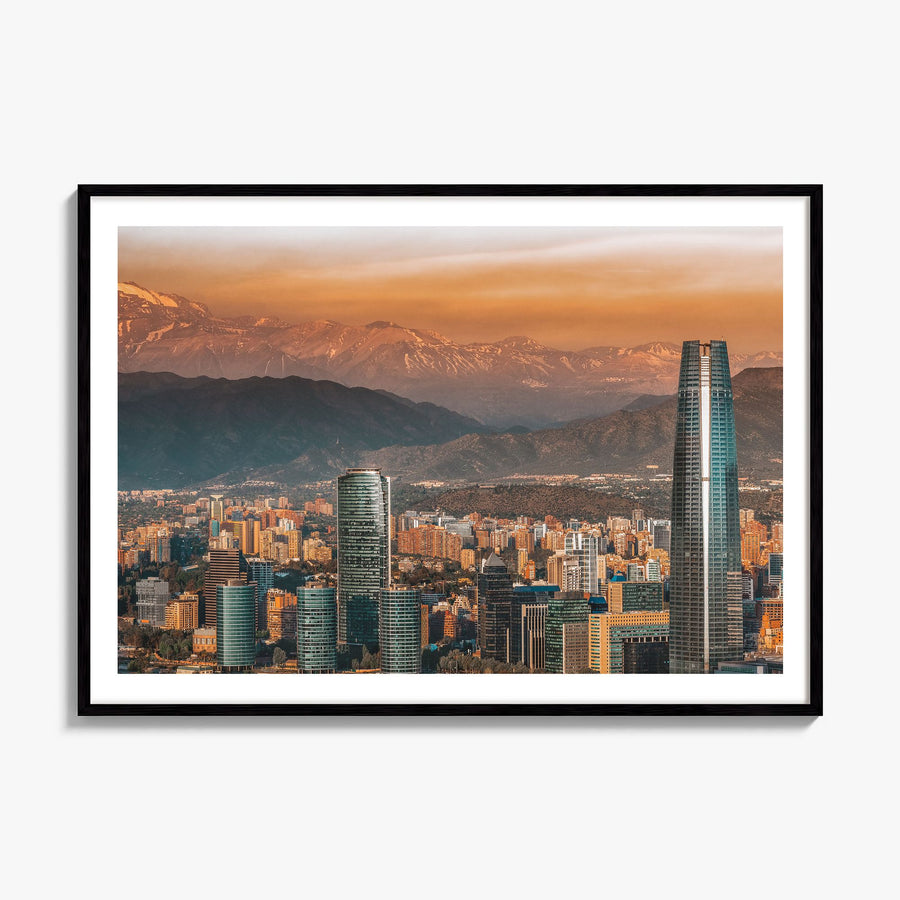 Santiago de Chile Photo Poster, framed poster mockup, white border