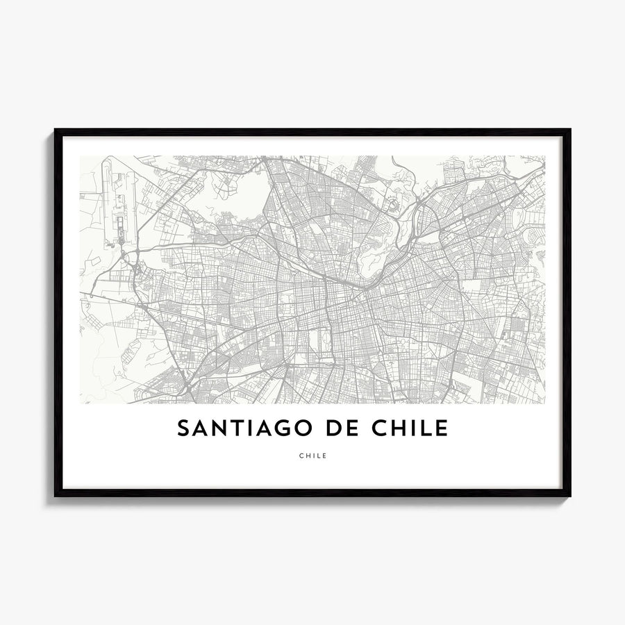 Santiago de Chile Map Poster, framed poster mockup