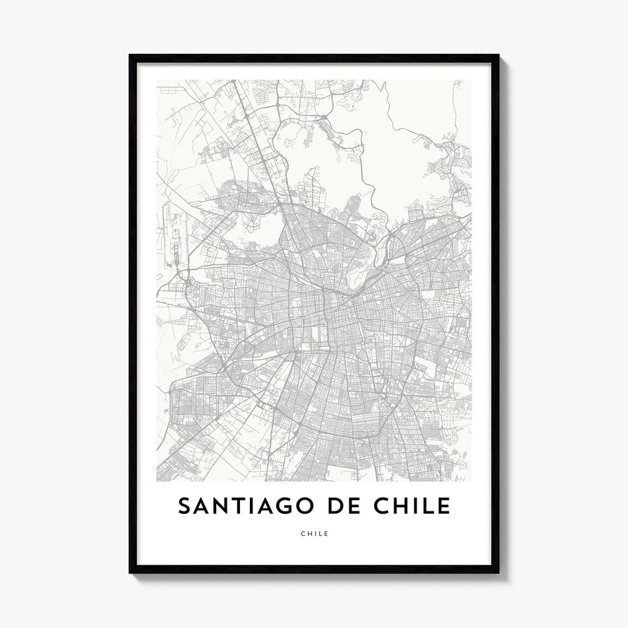 Santiago de Chile Map Poster, framed poster mockup