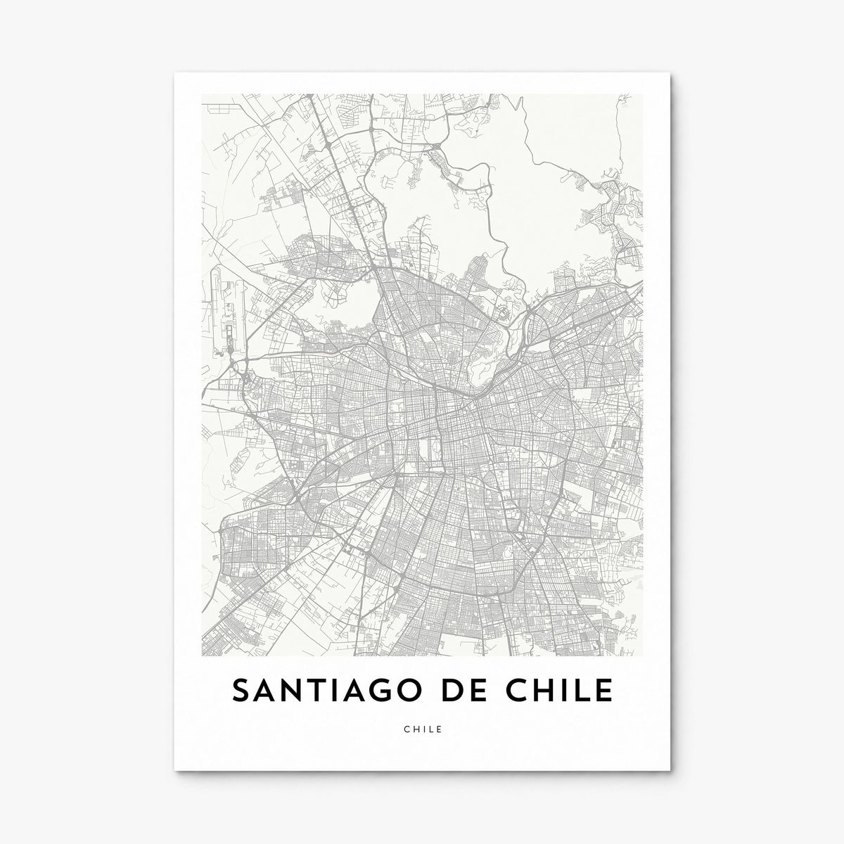 Santiago de Chile Map Poster, print only (unframed)