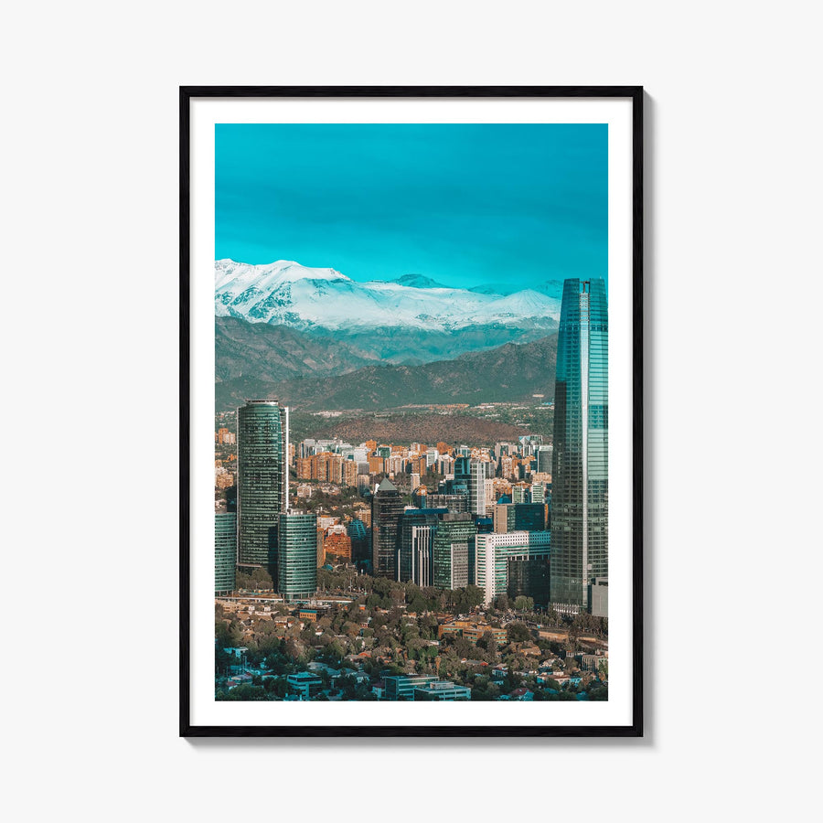 Santiago de Chile no. 1 colorful photo poster of Chile – vertical wall art, unframed print shown in interior mockup