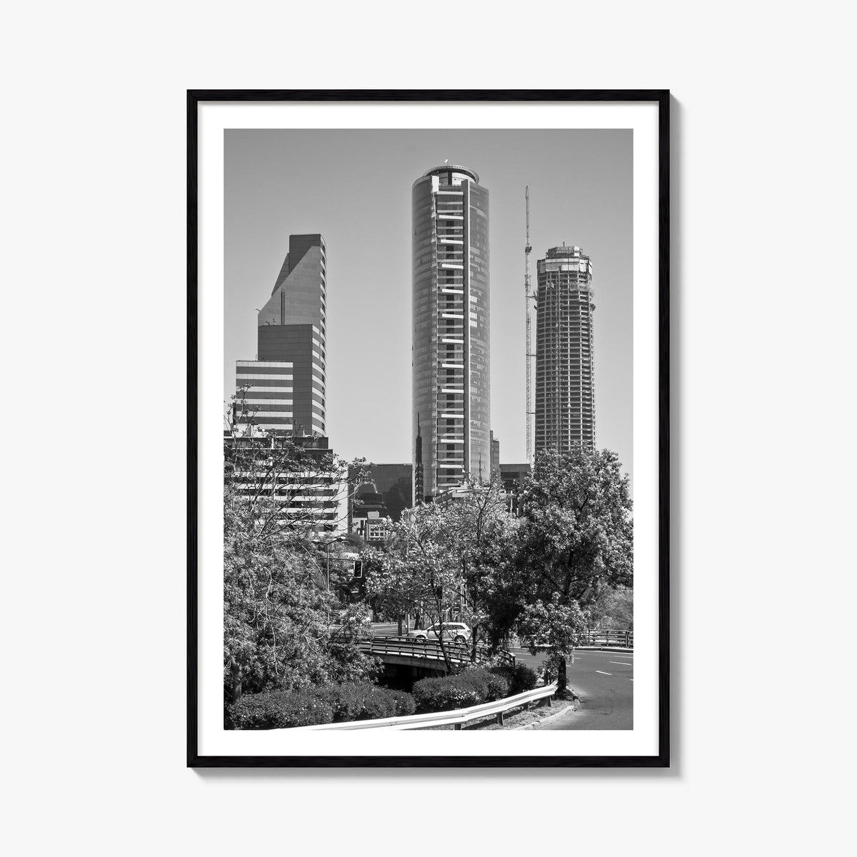 Santiago de Chile no. 2 black & white photo poster of Chile – vertical wall art, unframed print shown in interior mockup