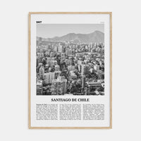 Santiago de Chile Poster Natural Wood / 8x12 in Nbourhood Travel B&W Poster