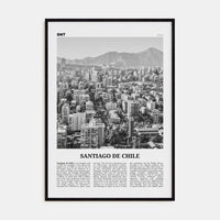 Santiago de Chile Poster Black Wood / 8x12 in Nbourhood Travel B&W Poster