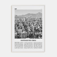 Santiago de Chile Poster White Wood / 8x12 in Nbourhood Travel B&W Poster