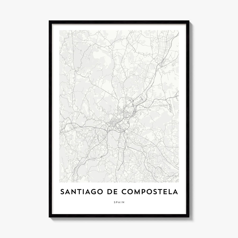 Santiago de Compostela Map Poster, framed poster mockup