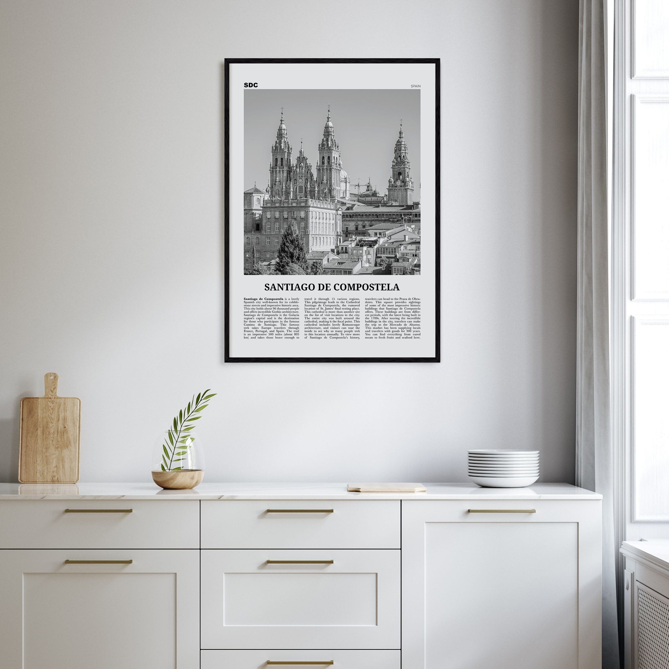 Santiago de Compostela Poster Nbourhood Travel B&W Poster