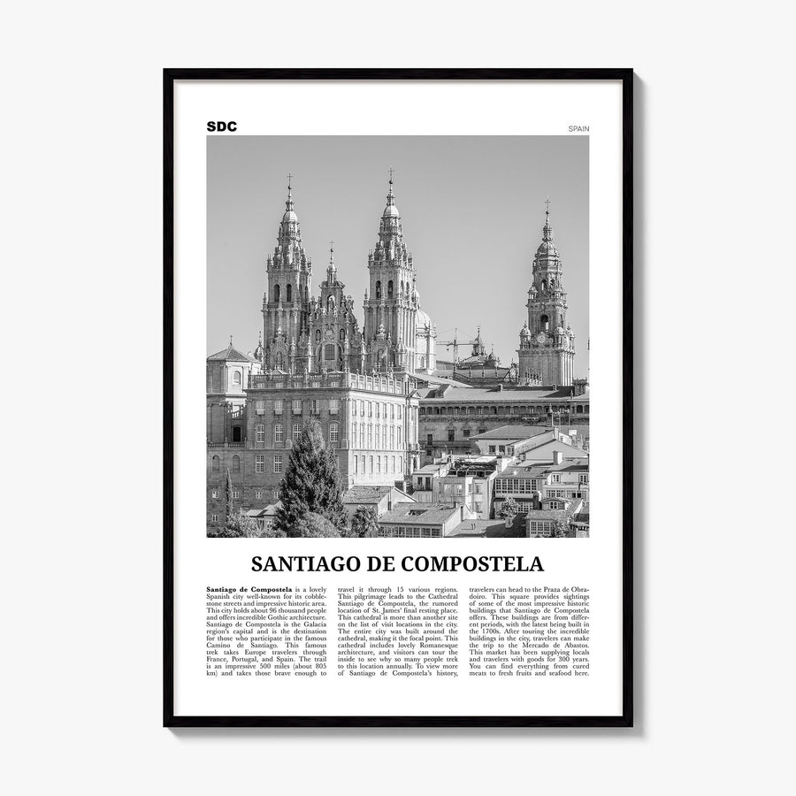 Santiago de Compostela Newspaper Poster, framed poster mockup