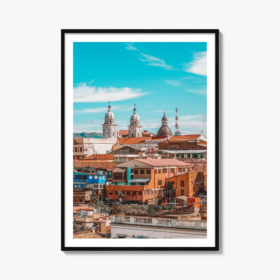 Santiago de Cuba colorful photo poster of Cuba – vertical wall art, unframed print shown in interior mockup