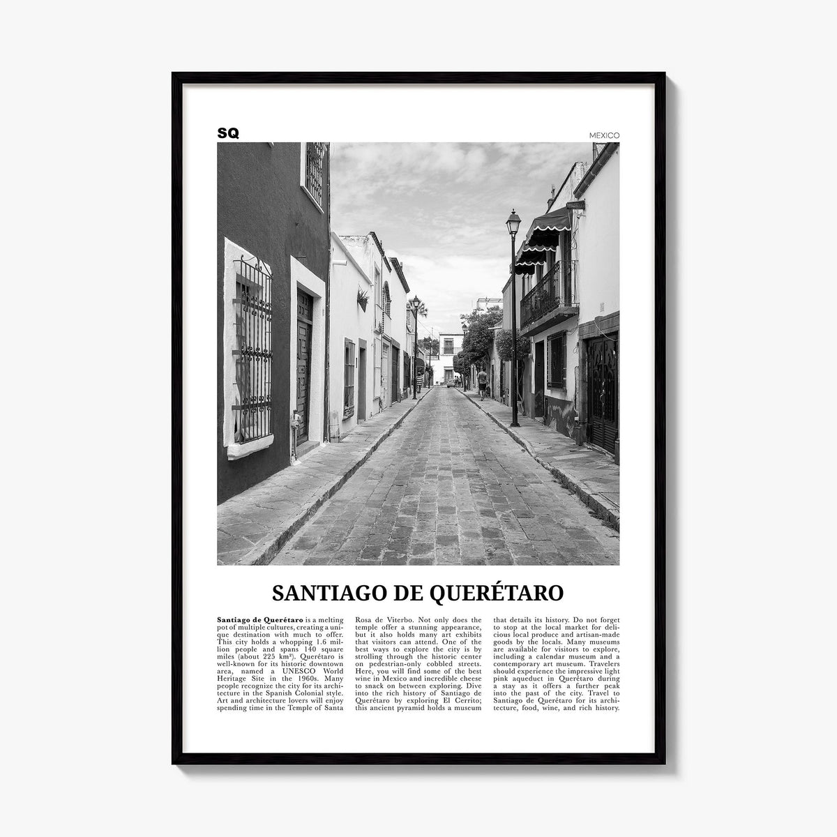 Santiago de Querétaro Newspaper Poster, framed poster mockup