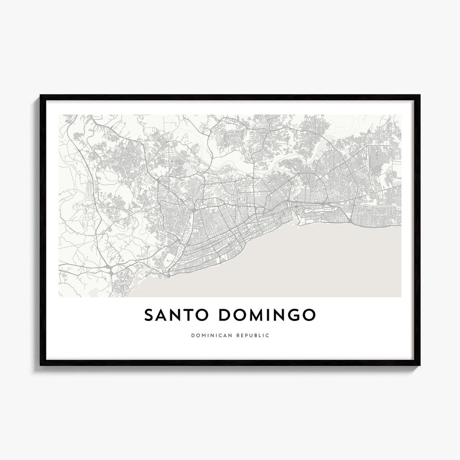 Santo Domingo Map Poster, framed poster mockup