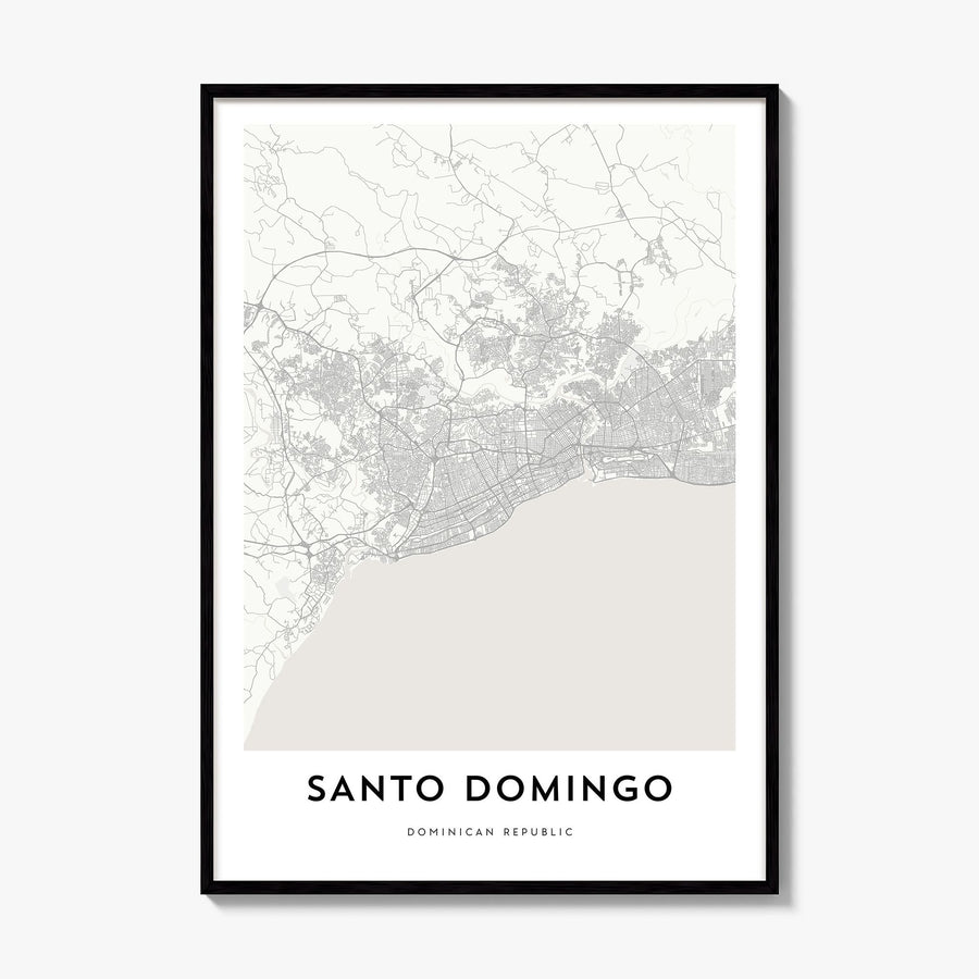 Santo Domingo Map Poster, framed poster mockup