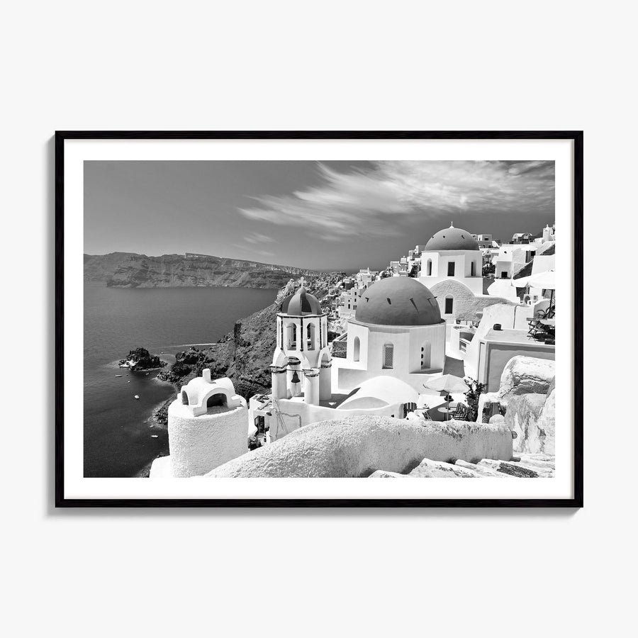 Santorini Photo Poster, framed poster mockup, white border