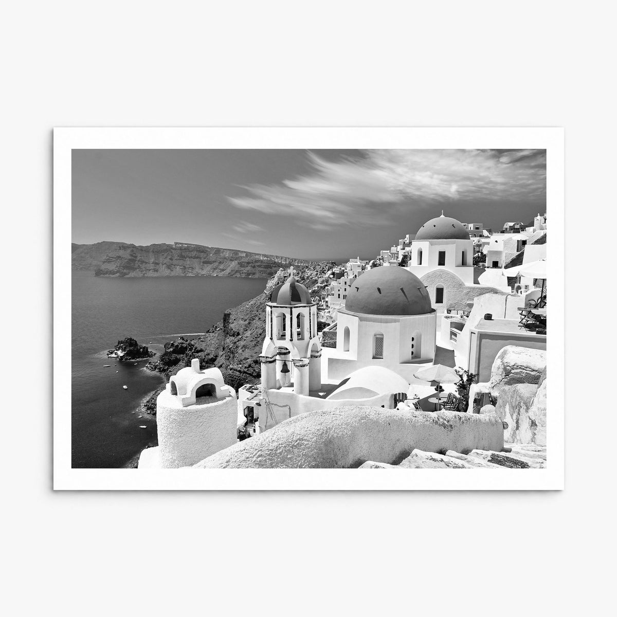 Santorini Photo Poster, print only (unframed), white border