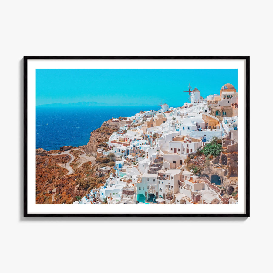 Santorini Photo Poster, framed poster mockup, white border