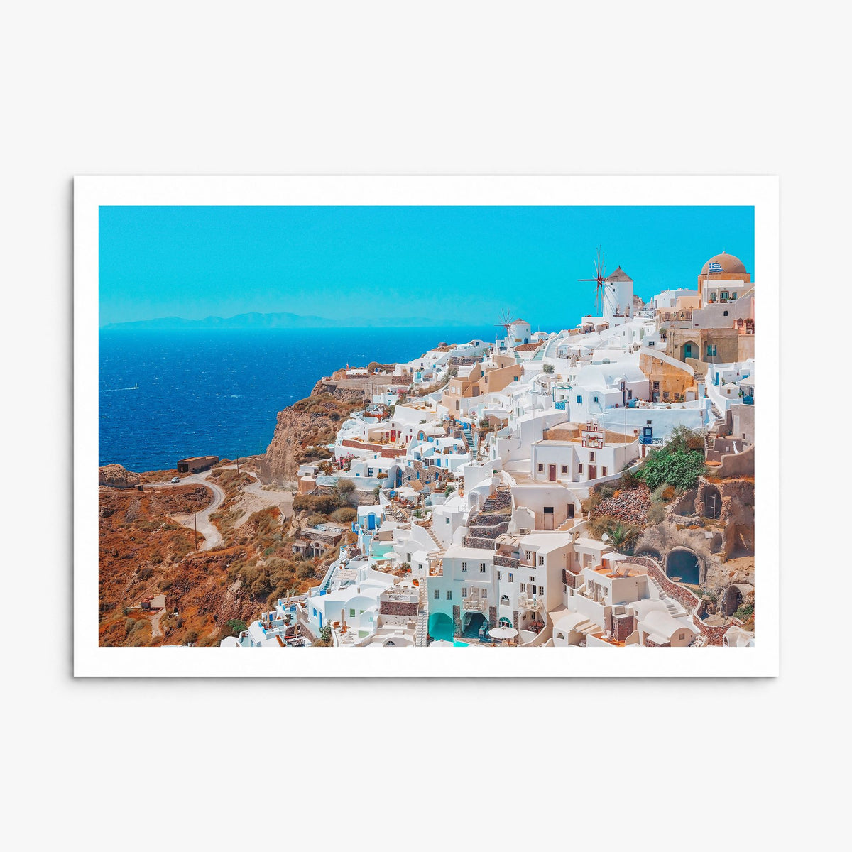 Santorini Photo Poster, print only (unframed), white border
