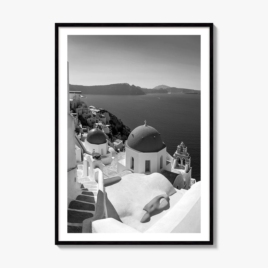 Santorini Photo No 2 Poster, framed poster mockup, white border