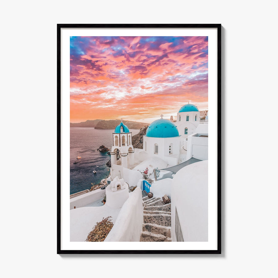 Santorini Photo No 1 Poster, framed poster mockup, white border