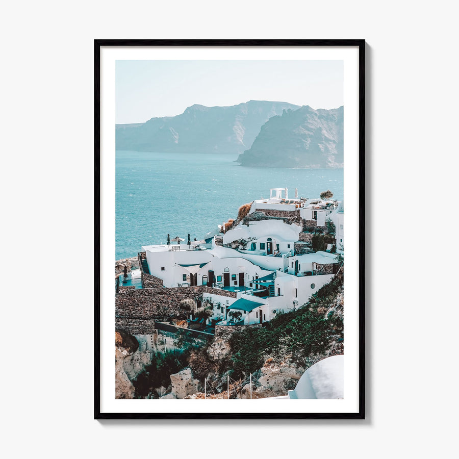 Santorini Photo No 3 Poster, framed poster mockup, white border