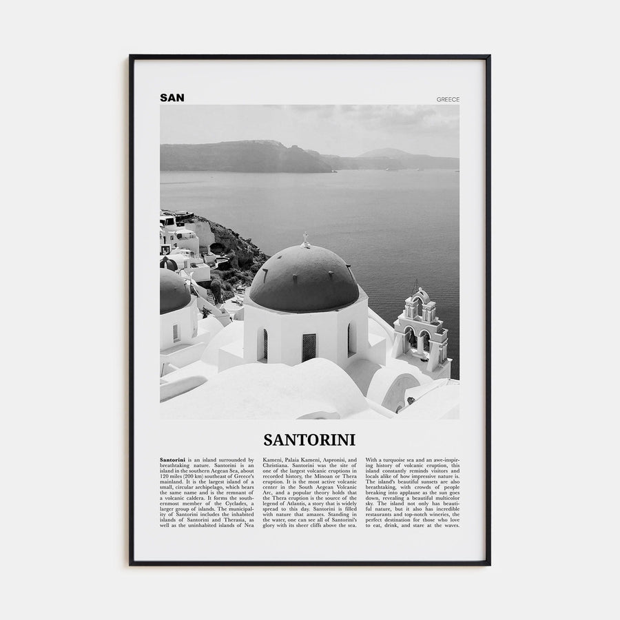 Santorini Poster Black Metal / 8x12 in Nbourhood Travel B&W Poster