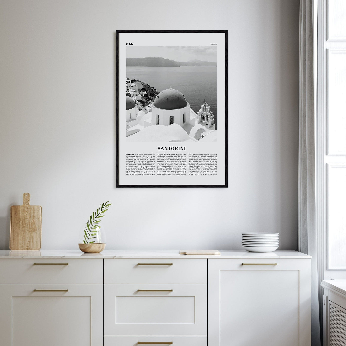 Santorini Poster Nbourhood Travel B&W Poster