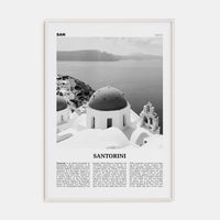 Santorini Poster White Wood / 8x12 in Nbourhood Travel B&W Poster