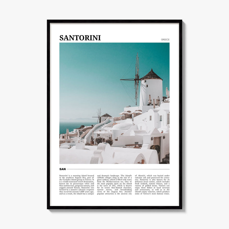 Santorini Travel Poster, framed poster mockup
