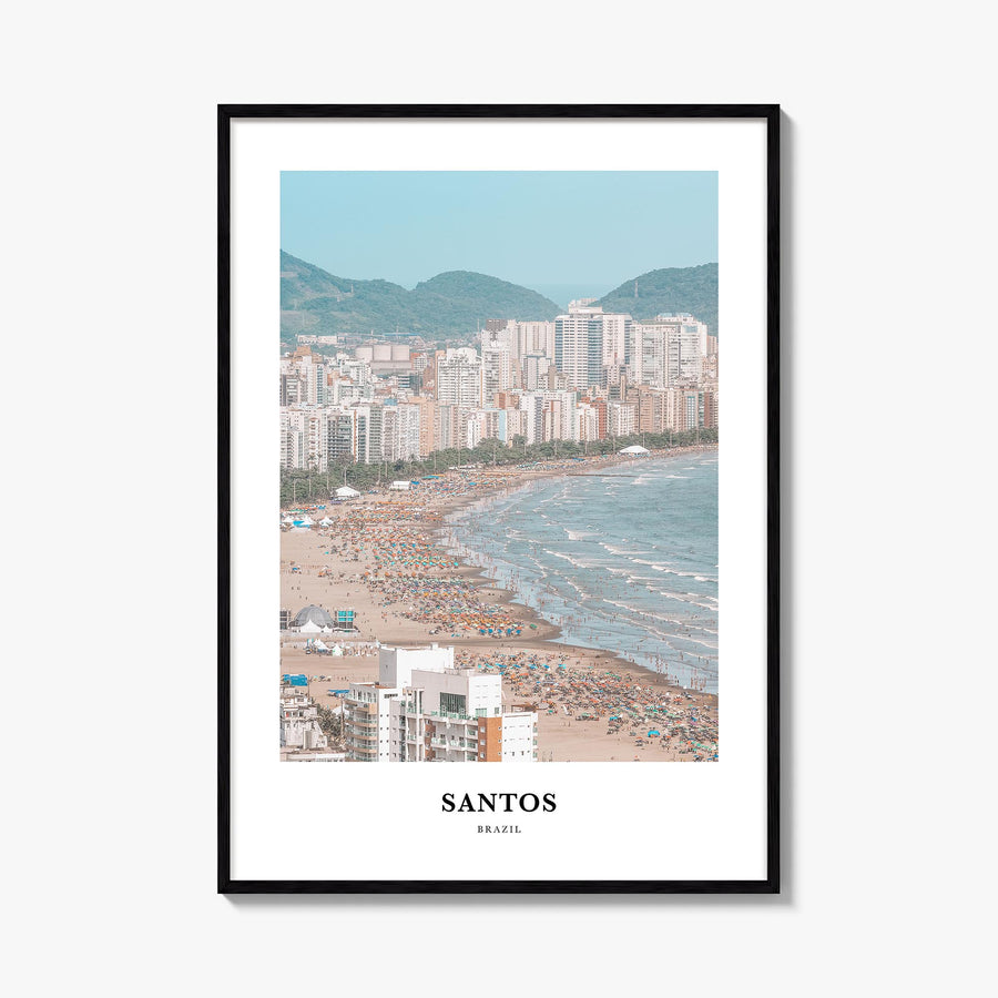 Santos colorful classic poster of Brazil – vertical wall art, unframed print shown in interior mockup