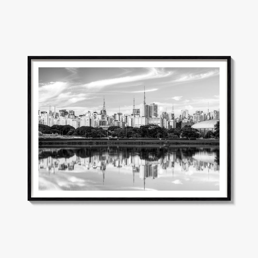 São Paulo black & white photo poster of Brazil – horizontal wall art, unframed print shown in interior mockup