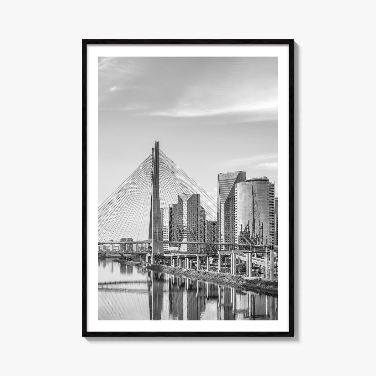 São Paulo black & white photo poster of Brazil – vertical wall art, unframed print shown in interior mockup