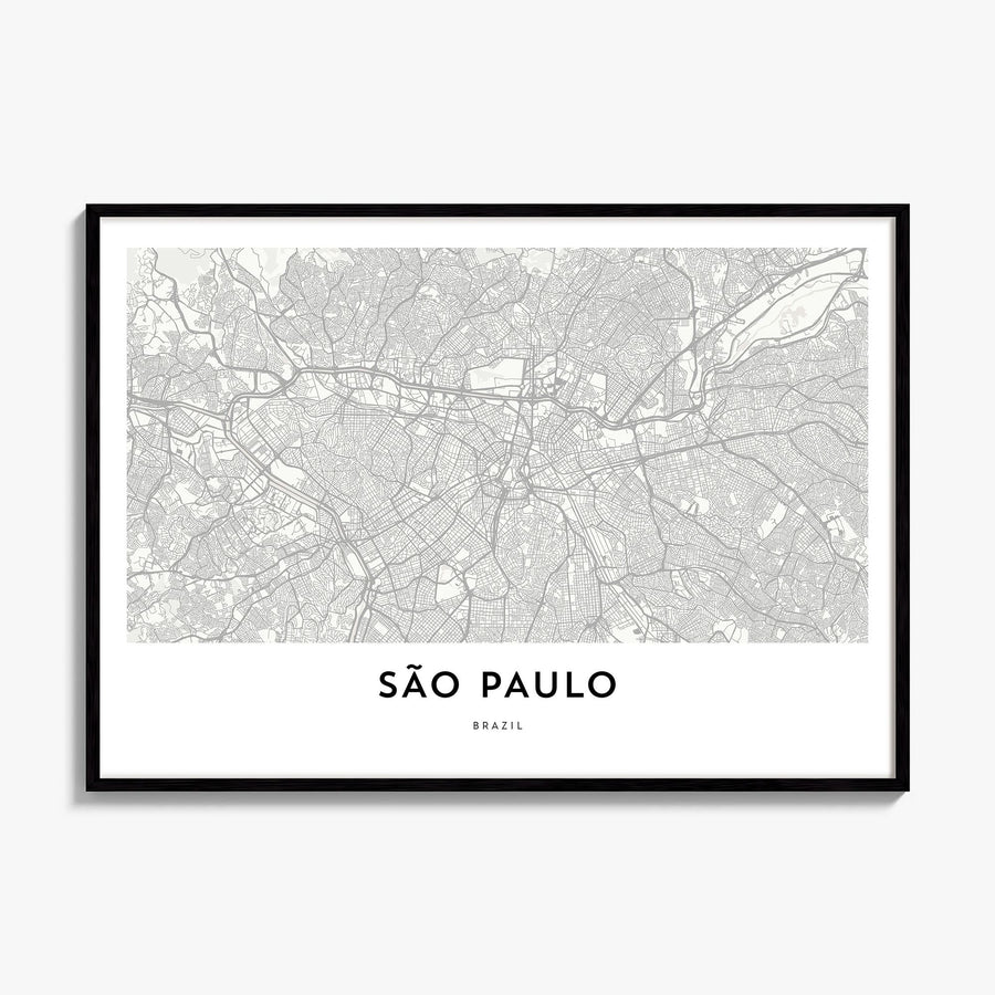 São Paulo Map Poster, framed poster mockup