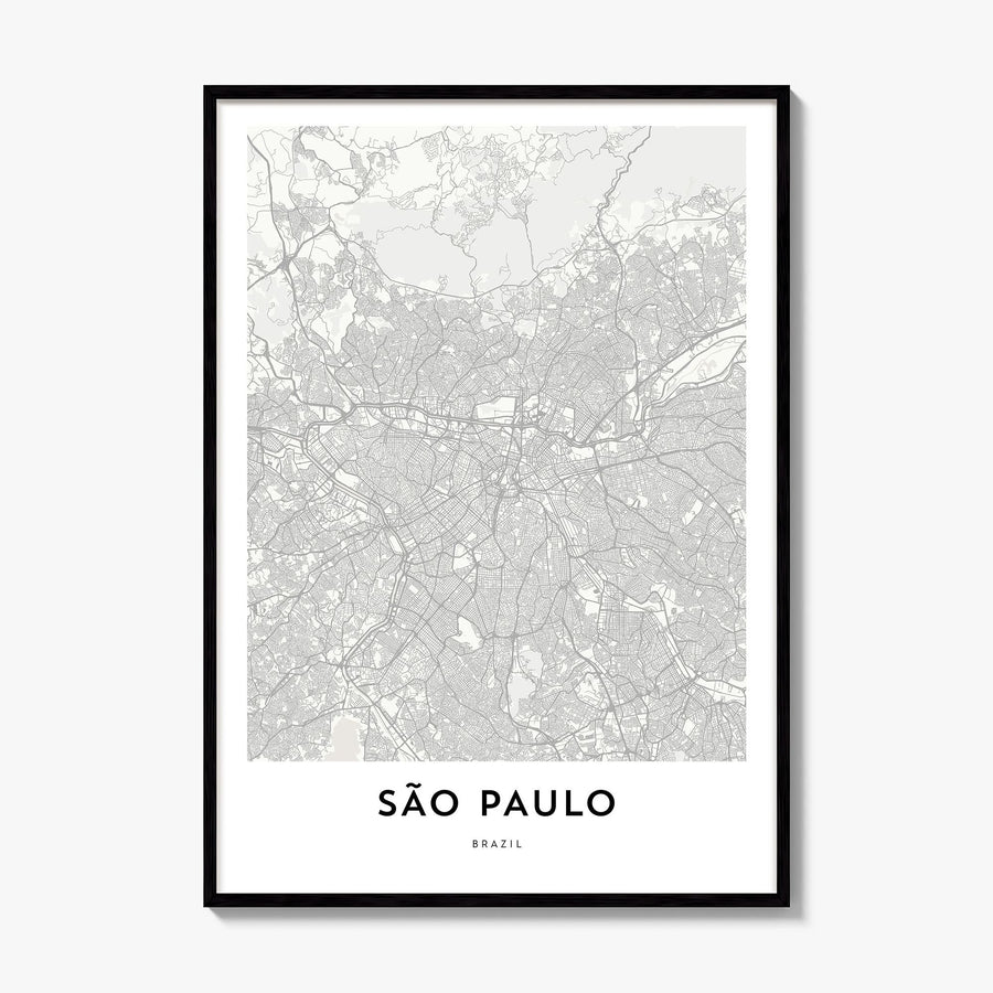 São Paulo Map Poster, framed poster mockup