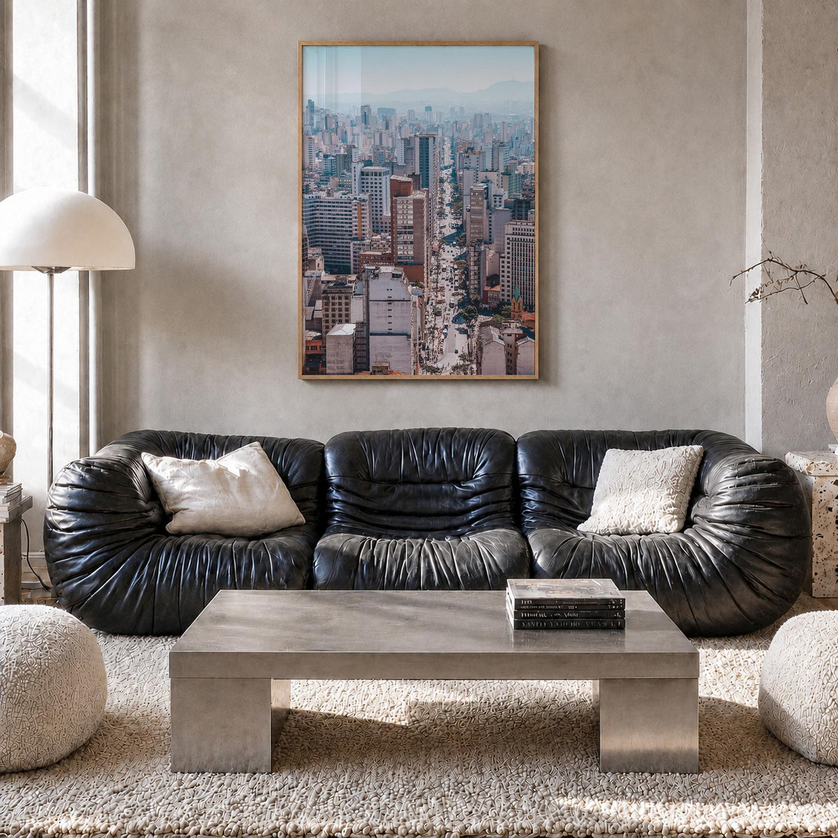 São Paulo no. 1 colorful photo poster of Brazil – vertical wall art in natural wood frame, hanging on wall