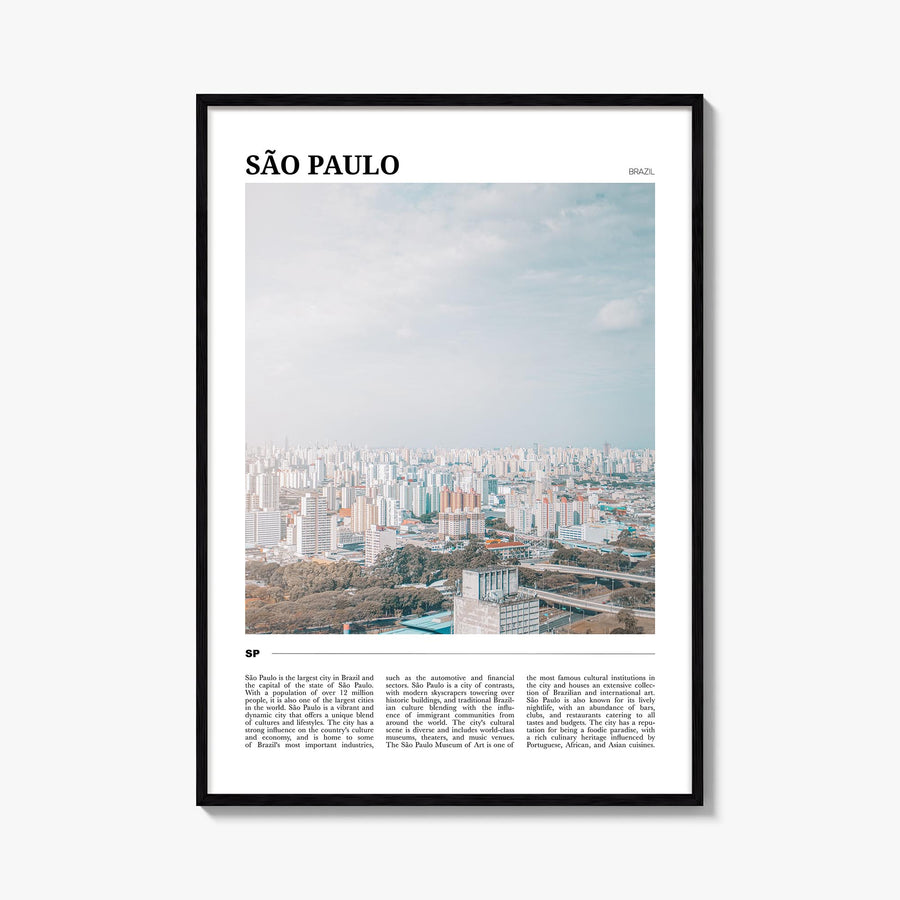 São Paulo no. 1 colorful travel poster of Brazil – vertical wall art, unframed print shown in interior mockup