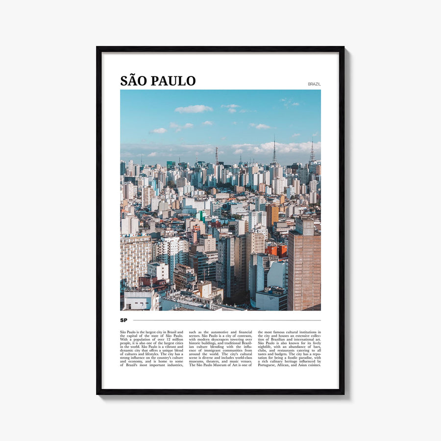 São Paulo no. 2 colorful travel poster of Brazil – vertical wall art, unframed print shown in interior mockup