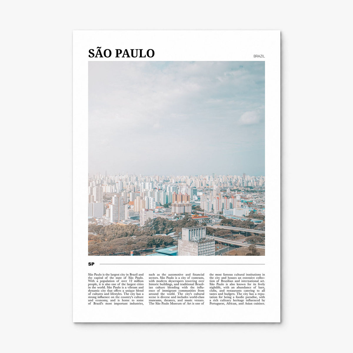 São Paulo Travel No 1 Poster, print only (unframed)