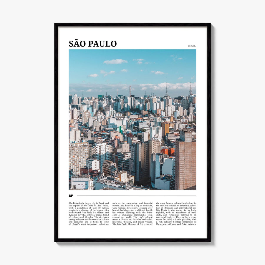 São Paulo Travel No 2 Poster, framed poster mockup