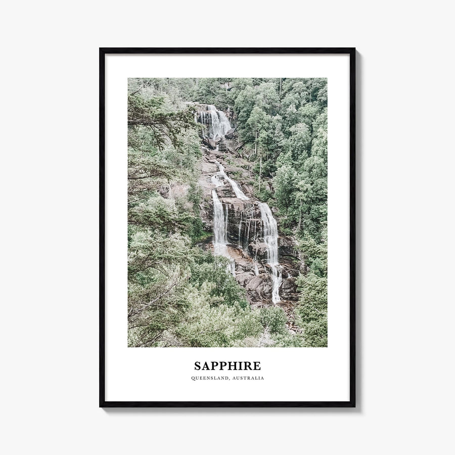 Sapphire colorful classic poster of North Carolina, USA – vertical wall art, unframed print shown in interior mockup