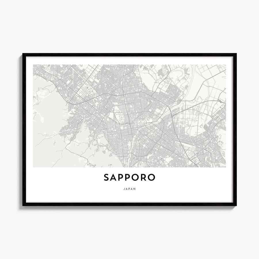 Sapporo Map Poster, framed poster mockup