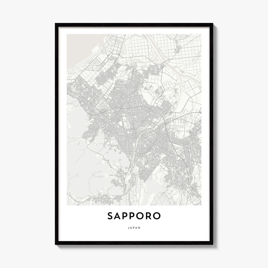 Sapporo Map Poster, framed poster mockup