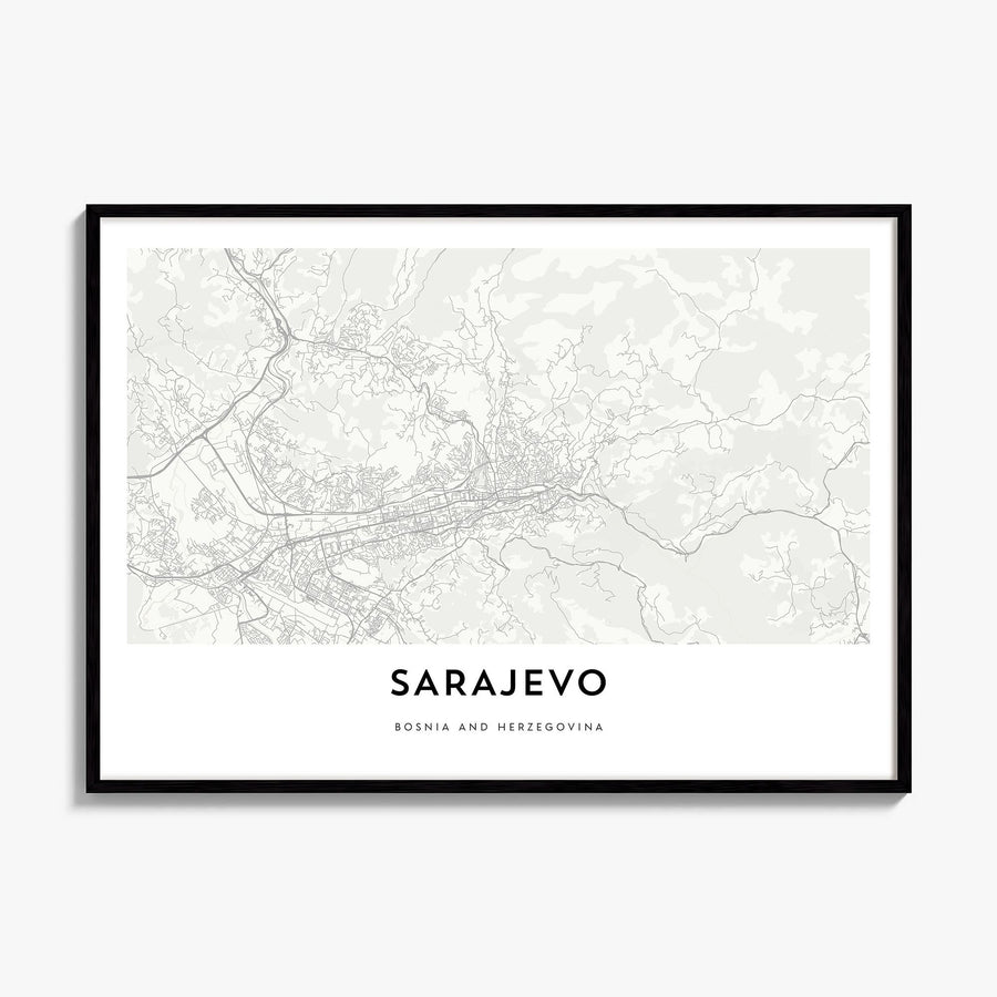 Sarajevo Map Poster, framed poster mockup