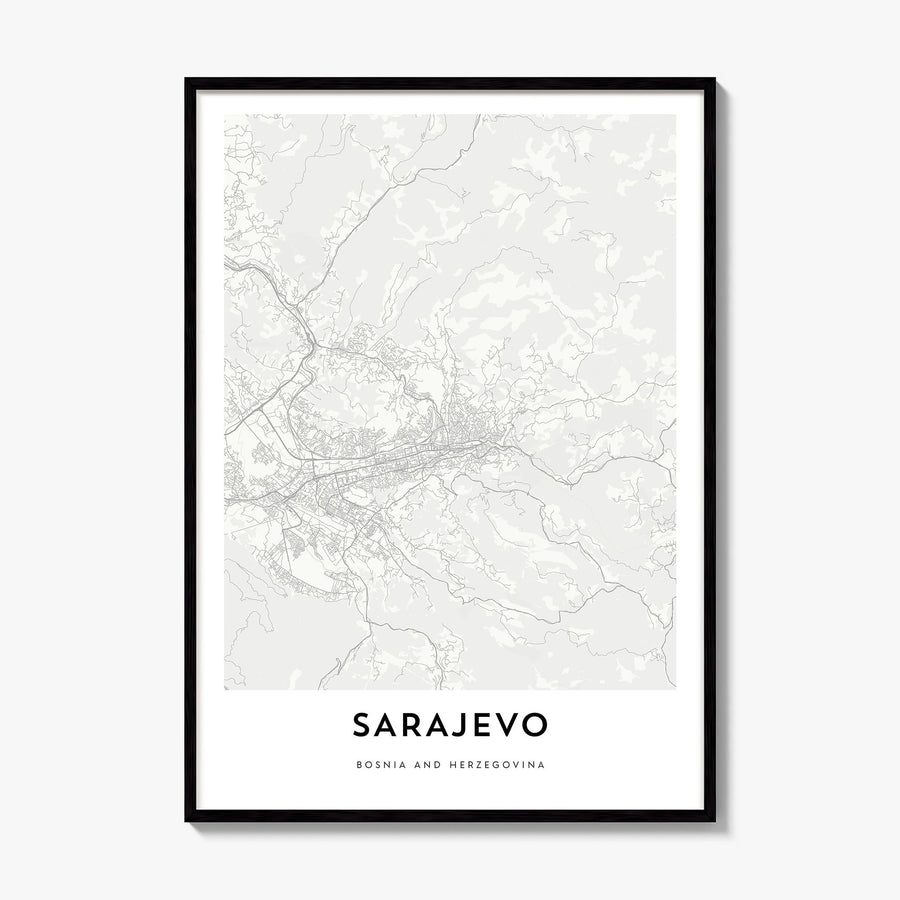 Sarajevo Map Poster, framed poster mockup