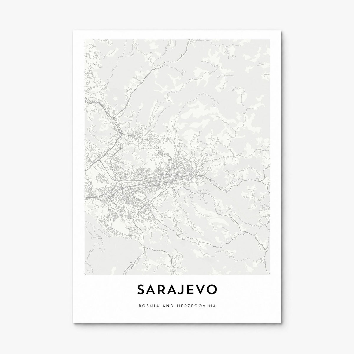 Sarajevo Map Poster, print only (unframed)
