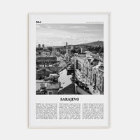 Sarajevo Poster White Wood / 8x12 in Nbourhood Travel B&W Poster